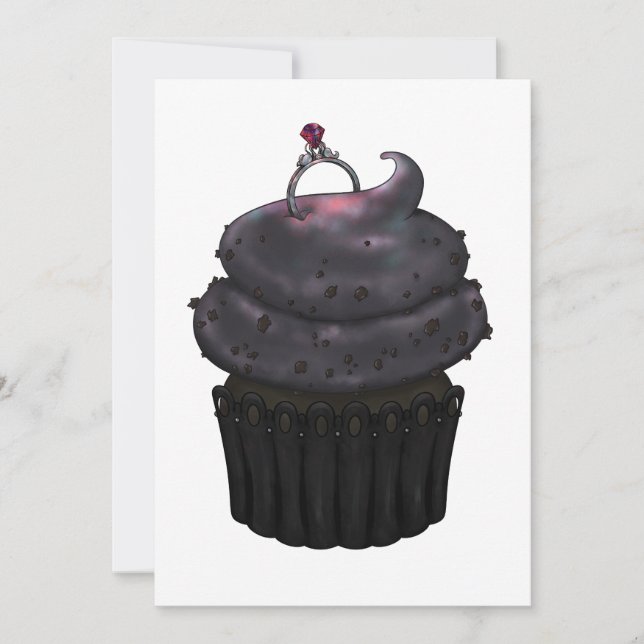Sött förlovningscupcake inbjudningar (Framsida)