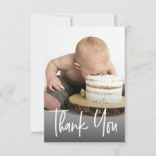Sött foto handlettering Första födelsedag liten Tack Kort