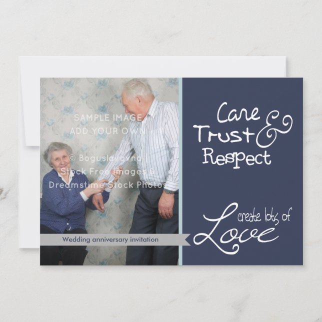 Sött foto på bröllopsdag kärlek tillit inbjudningar (Framsida)