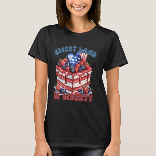 Sött frihetsland hallonkaka 4 juli t shirt (Framsida)