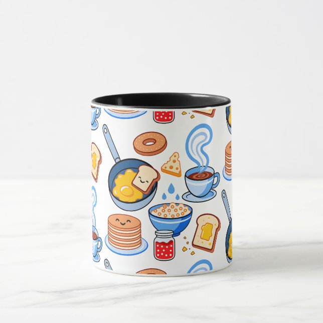 Sött frukostmönster – Kawaii mat seamless Mugg (Center)