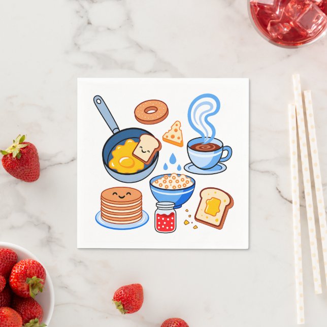 Sött frukostmönster – Kawaii mat seamless Pappersservett (Insitu)