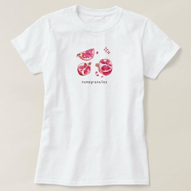 Sött fruktaestetiskt granatäpple rosa  t shirt (Design framsida)