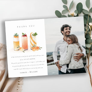 Sött fruktcocktail apelsin foto par bröllopsdusch tack kort
