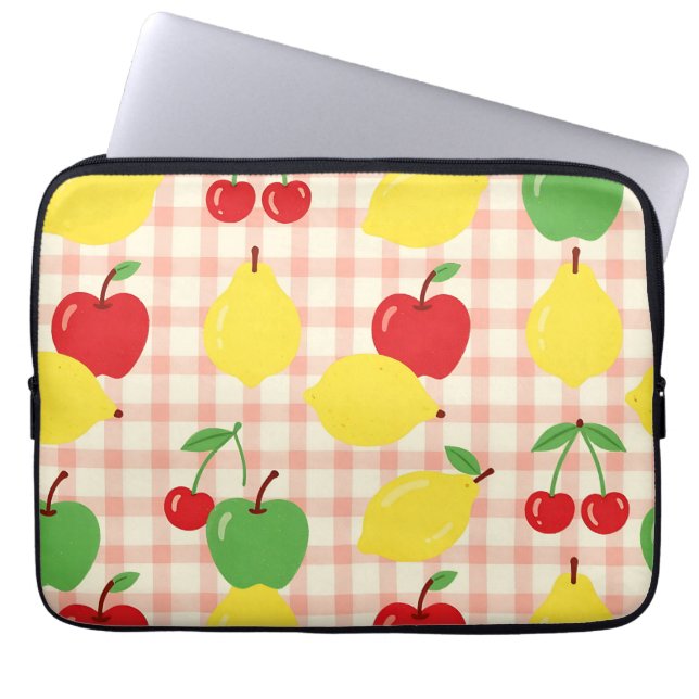 Sött fruktgingham-mönster laptop fodral (Framsidan)