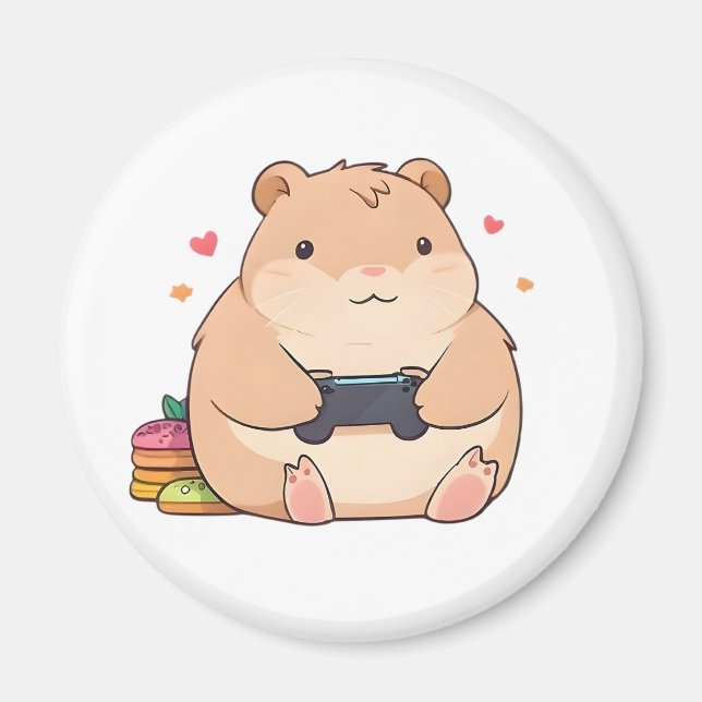 Sött Gamer Capybara Kawaii Design Magnet (Framsidan)