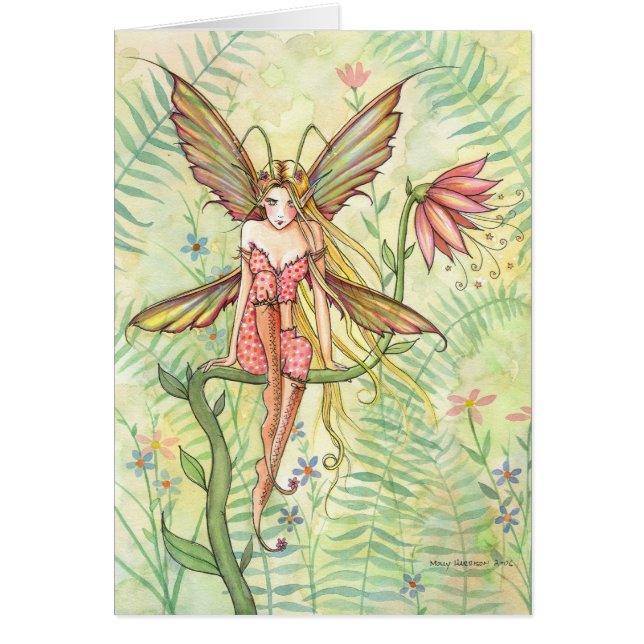 Sött Garden Kryp Flower Flower Fairy Blank Card Hälsningskort (Framsidan)