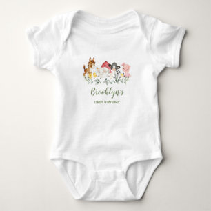 Sött gårdsdräktsoutfit för 1-årsfirande t shirt