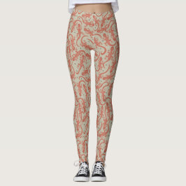 Sött Gecko-ödlemönster i Terrakotta & Beige Leggings