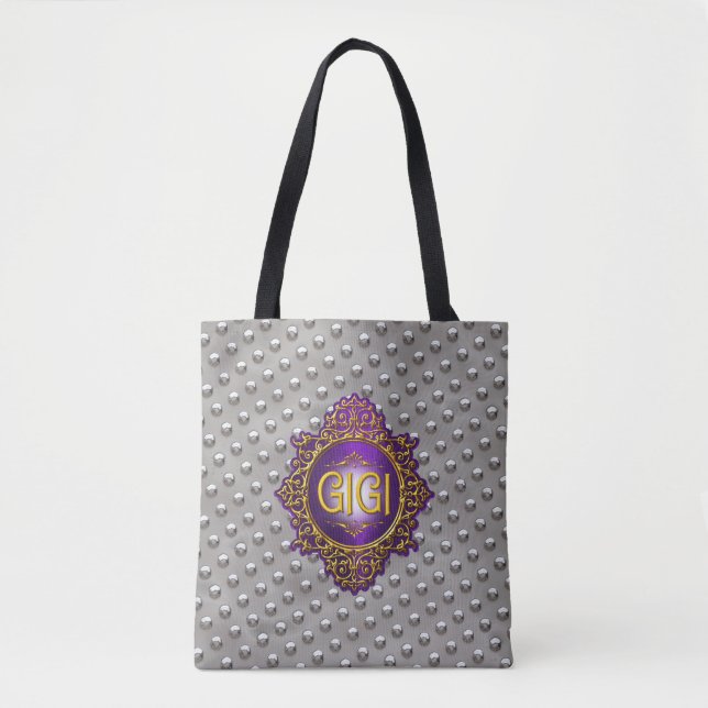 Sött GIGI-Royal Lila & Guld Tygkasse (Framsida)