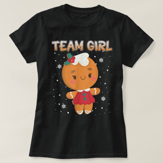 Sött Gingerbread Team Flickdesign T Shirt (Design framsida)