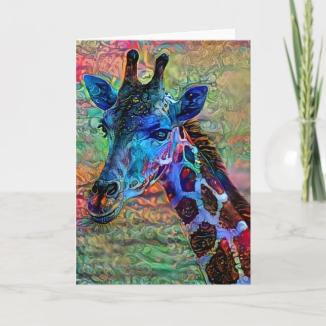 Sött Giraffe Ansikte Artsy-anteckningskort Kort (Framsida)