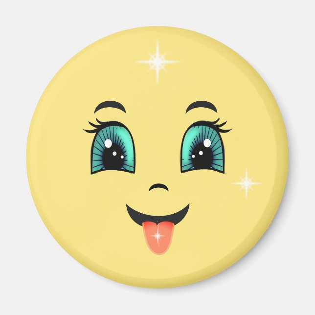 Sött Glad Ansikte Emoji Magnet (Framsidan)
