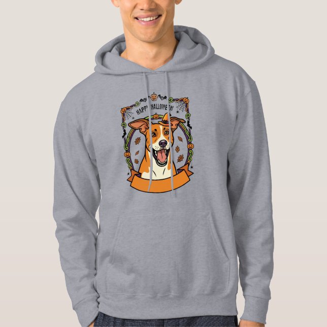 sött glad halloween hund  hoodie (Framsida)