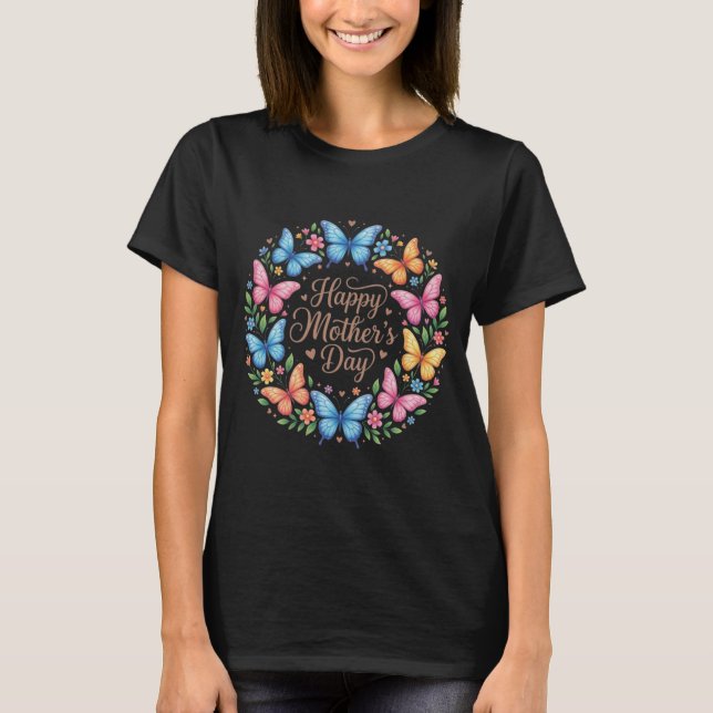 Sött Glad mors dag fjäril present till mamma T Shirt (Framsida)