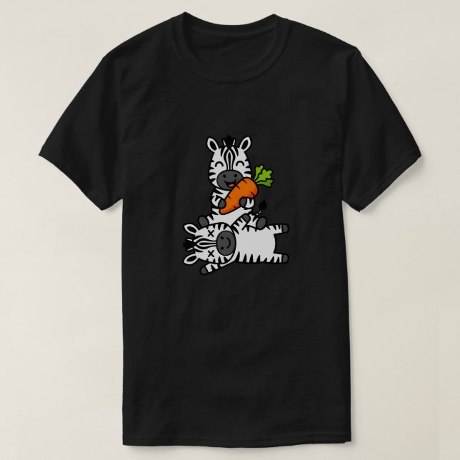 Sött Glad Zebra med Morot Tecknad Rolig Djur T Shirt (Design framsida)