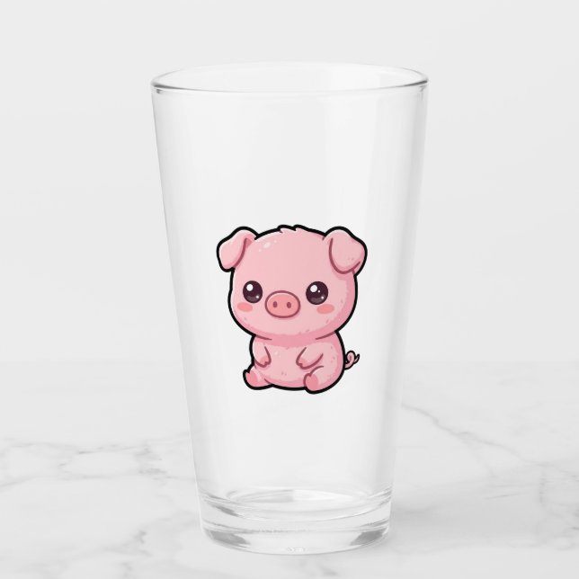 Sött Glas Tumbler Kopp för Små Grisar (Framsida)