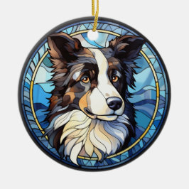 Sött glasaktigt glas Australian shepherd Hund Julgransprydnad Keramik