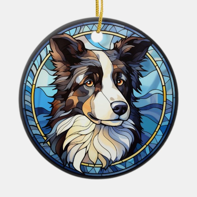 Sött glasaktigt glas Australian shepherd Hund Julgransprydnad Keramik (Framsidan)