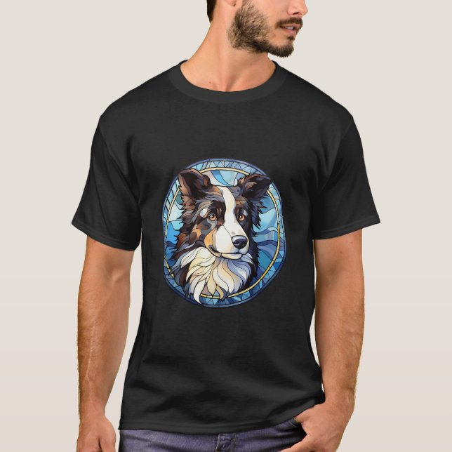 Sött glasaktigt glas Australian shepherd Hund T Shirt (Framsida)