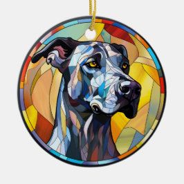 Sött glasaktigt glas Great dane Hund Julgransprydnad Keramik
