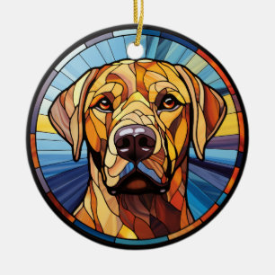 Sött glasaktigt Golden Labrador Hund Julgransprydnad Keramik