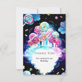 Sött Gnistrande Godisland Födelsedag Tack Kort