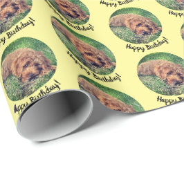 Sött Golden Doodle-gult inslagspapper Presentpapper