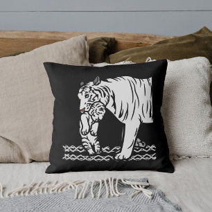 Sött grafiskt stor katt tiger safari vilda djur sv kudde