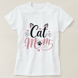 Sött Grafiskt T-Shirt för Kattmamma