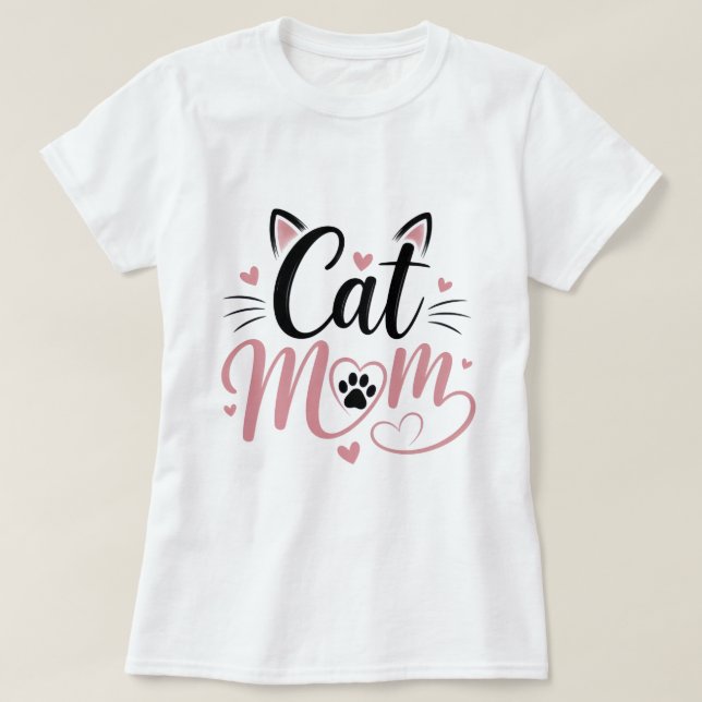 Sött Grafiskt T-Shirt för Kattmamma (Design framsida)
