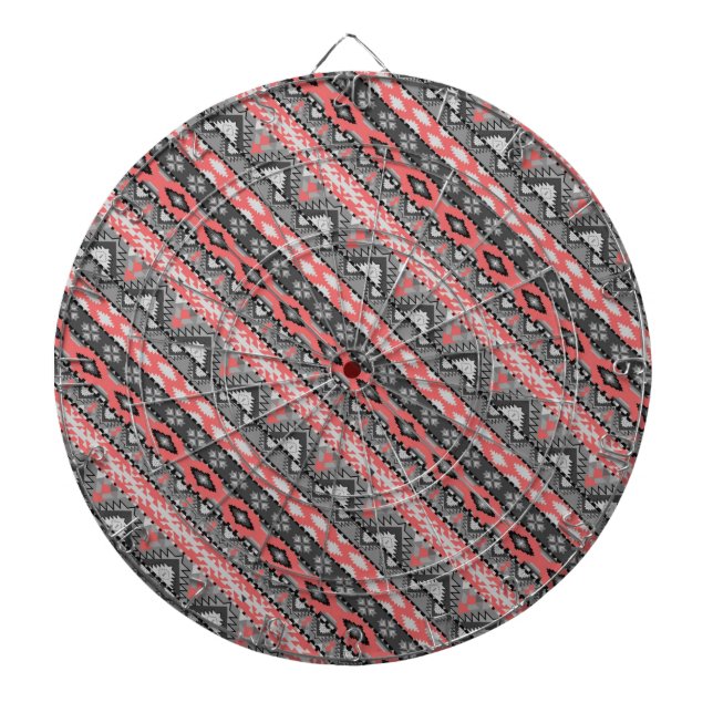 Sött grått rött aztekiskt mönsterdesign darttavla (Framsidan)