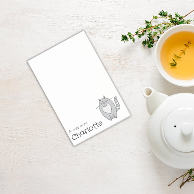 Sött grått seriekattsnamn post-it block (Skapare uppladdad)