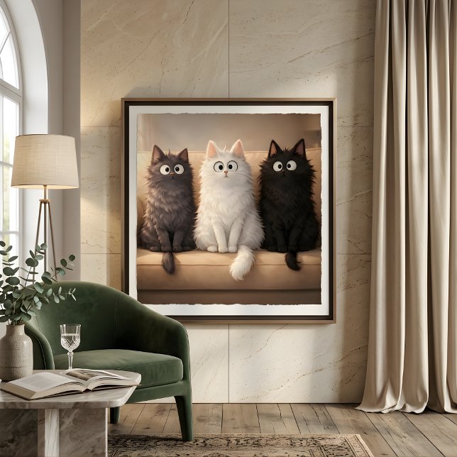 Sött grått, vitt & svart Kattungar Väggkonst Affis (Skapare uppladdad)