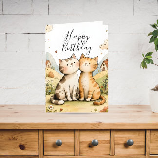 Sött Grattis Katt Födelsedag Helgkort