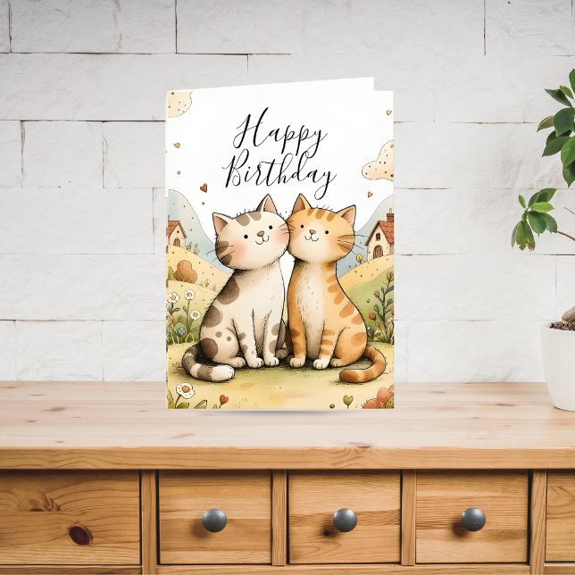 Sött Grattis Katt Födelsedag Helgkort (Skapare uppladdad)
