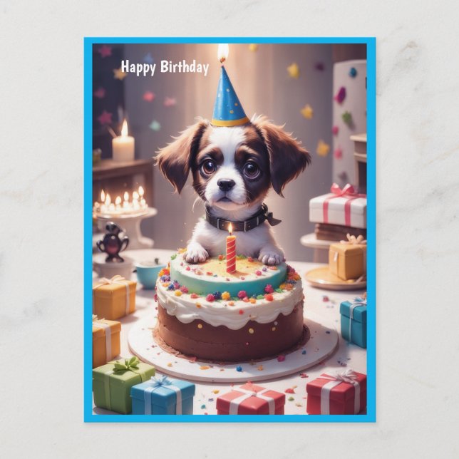 Sött Grattis på födelsedagen Hund Vykort (Framsida)