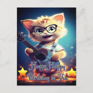 Sött Grattis på födelsedagen katt Vykort