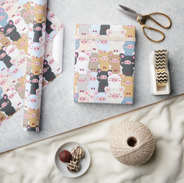Sött gris mönster presentpapper (Hantverk)