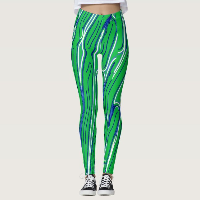 Sött grönt abstrakt mönster"Ratti_Creative_Arts"   Leggings (Framsida)