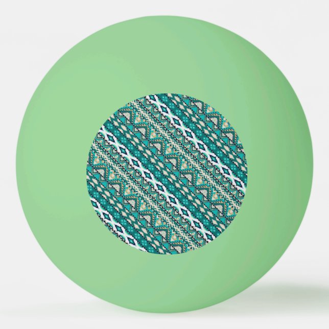 Sött grönt design aztekiska mönster design pingisboll (Framsidan)