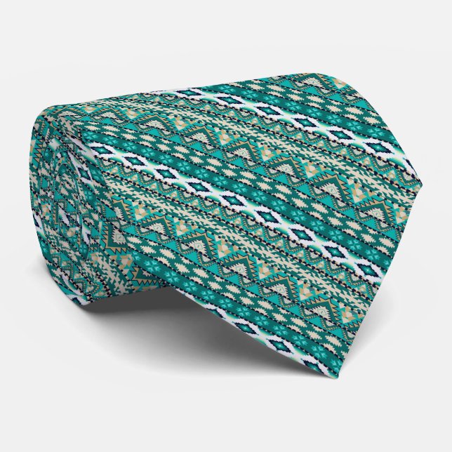 Sött grönt design aztekiska mönster design slips (Rullad)