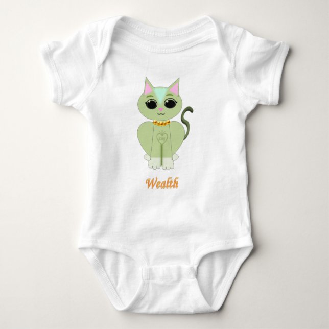 Sött grönt katt-karikatyr t shirt (Framsida)