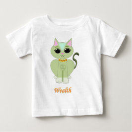 Sött grönt katt-karikatyr t-shirt
