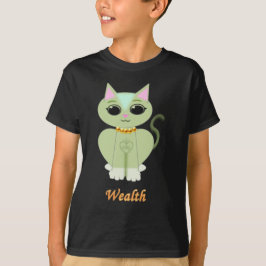 Sött grönt katt-karikatyr tee