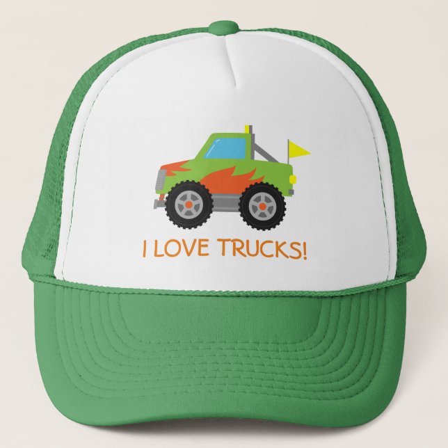 Sött grönt monstertruck för pojkar truckerkeps (Framsida)