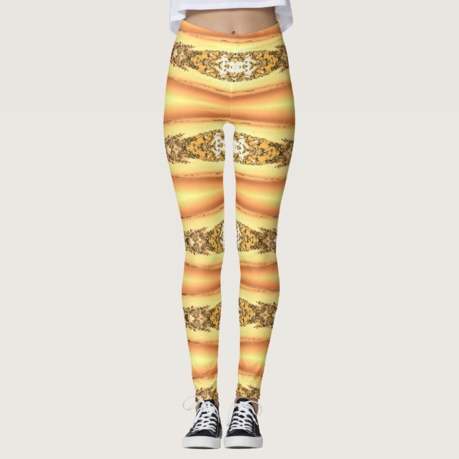 Sött gul färg klassisk "Ratti_Creative_Arts"    Leggings (Framsida)