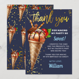 Sött Guld Chocolate Ice Cream Birthday Blue Tack Kort