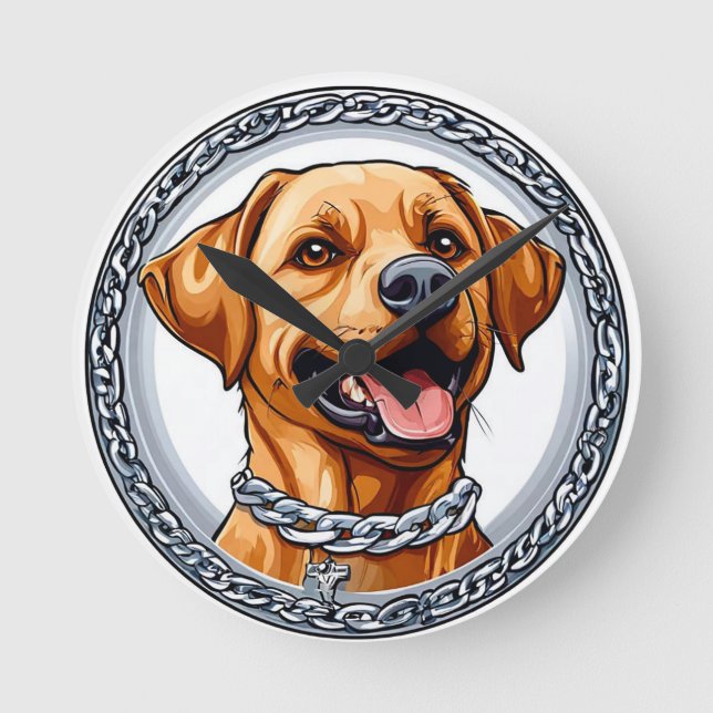 Sött gult labradorhund rund klocka (Framsida)
