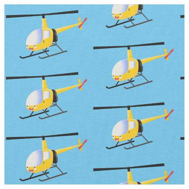 Sött gult lyckligt seriehelikopter tyg (Närbild)